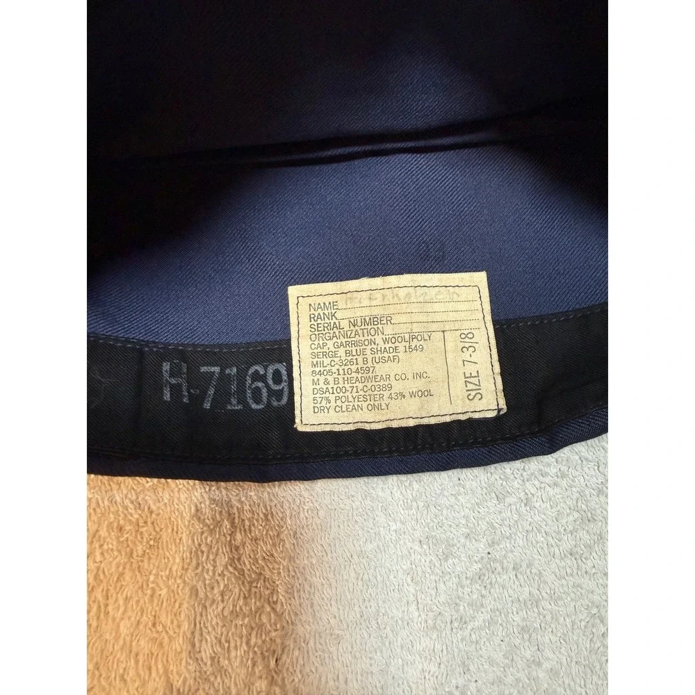 USAF Garrison Cap Blue Shade 1549 Wool Poly Serge M & B Headwear 7 3/8 Vietnam